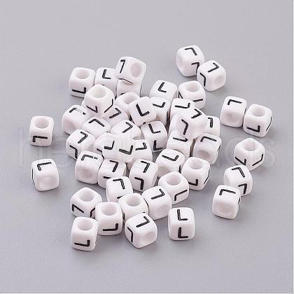 Acrylic Horizontal Hole Letter Beads PL37C9308-L-1