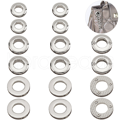 WADORN 18Pcs 3 Style Alloy Grommet Eyelet Findings FIND-WR0006-18P-1
