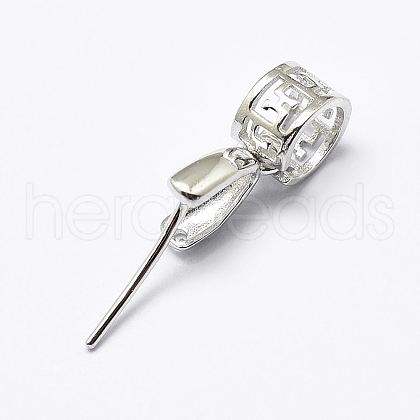 Anti-Tarnish Rhodium Plated 925 Sterling Silver Micro Pave Cubic Zirconia Pendant Bails STER-E053-24P-1