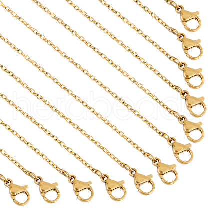 SUNNYCLUE 20Pcs Classic Plain 304 Stainless Steel Flat Cable Chain Necklaces Set NJEW-SC0001-22-1