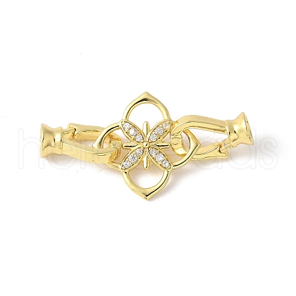 Brass Pave Clear Cubic Zirconia Fold Over Clasps KK-M320-03G-1