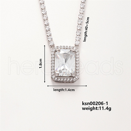 Elegant Brass Micro Pave Cubic Zirconia Pendant Necklaces EL0204-1-1