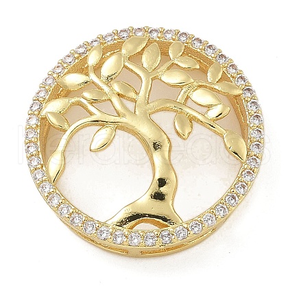 Rack Plating Brass Micro Pave Clear Cubic Zirconia Slide Charms KK-A234-013G-1