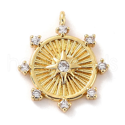 Eco-Friendly Brass Micro Pave Clear Cubic Zirconia Pendants ZIRC-C027-06G-01-RS-1