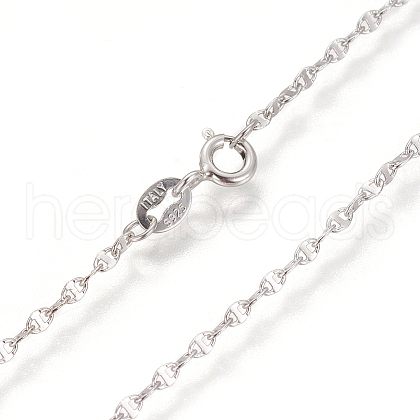 Anti-Tarnish Rhodium Plated 925 Sterling Silver Mariner Link Chain Necklaces STER-L059-13P-1