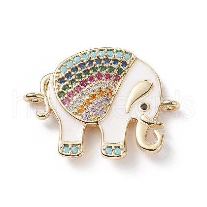 Brass Micro Pave Colorful Cubic Zirconia Connector Charms KK-B059-05G-02-1
