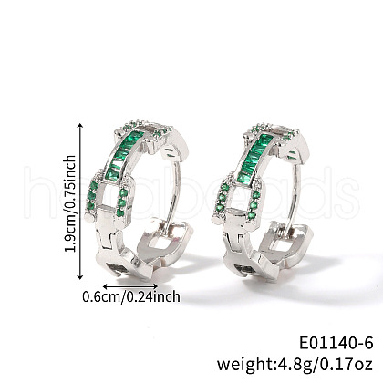 Fashionable Brass Cubic Zirconia Ring Hoop Earrings DR3389-4-1