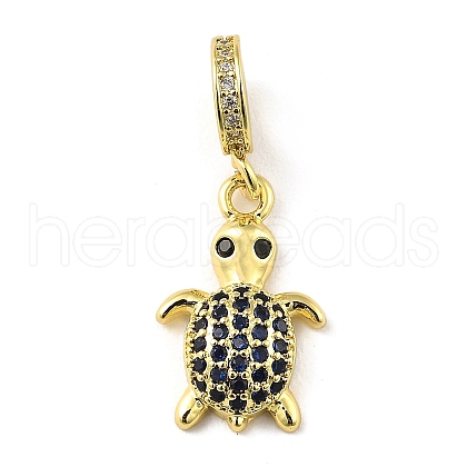 Rack Plating Brass Micro Pave Cubic Zirconia Pendant KK-H456-09G-1