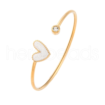 201 Stainless Steel Enamel Cuff Bangles for Women BJEW-F492-01G-01-1