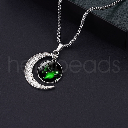 Alloy & Glass Luminous Moon Constellation Pendant Necklaces WG12A0F-03-1