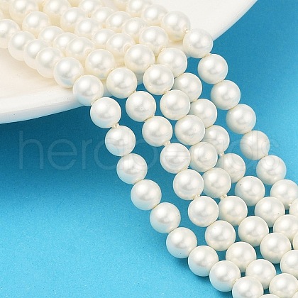 Round Shell Pearl Beads Strands BSHE-XCP0001-40B-1