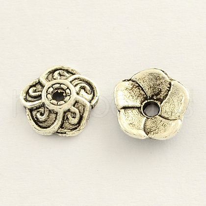 Tibetan Style Zinc Alloy Flower Bead Caps TIBE-Q033-25-1