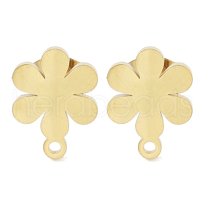Flower Ion Plating(IP) 304 Stainless Steel Stud Earring Findings STAS-I206-94G-1