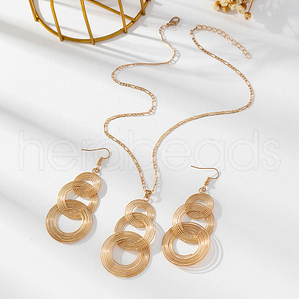 Three Round Alloy Dangle Earrings & Pendant Necklaces Set FS-WG43D3F-01-1