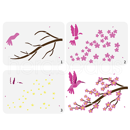 3Pcs 3 Styles PET Hollow Out Drawing Painting Stencils DIY-WH0394-0191-1