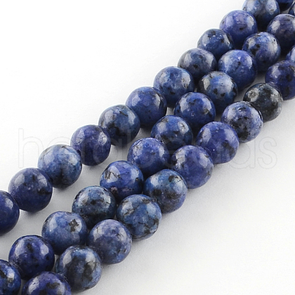 Dyed Natural Sesame Jasper Round Beads Strands G-R342-6mm-12-1