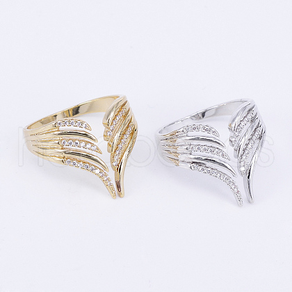 Brass Micro Pave Cubic Zirconia Finger Rings RJEW-E145-20-1