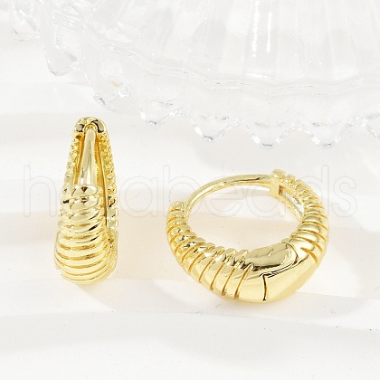 Brass Textured Hoop Earrings EJEW-L299-05G-1