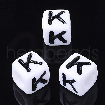 Acrylic Horizontal Hole Letter Beads X-PL37C9129-K-1