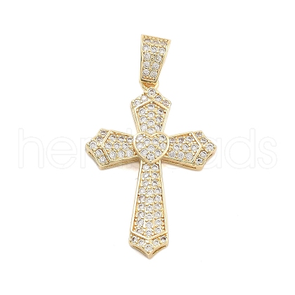 Brass Pave Cubic Zirconia Pendants KK-U009-06A-G-1