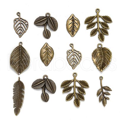 Mixed Style Tibetan Style Alloy Leaf Pendants TIBEP-F040-01AB-1