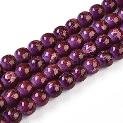Baking Painted Glass Beads Strands DGLA-N008-8mm-04-1