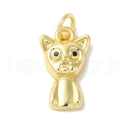 Rack Plating Brass Micro Pave Black Cubic Zirconia Pendants KK-P267-30G-1