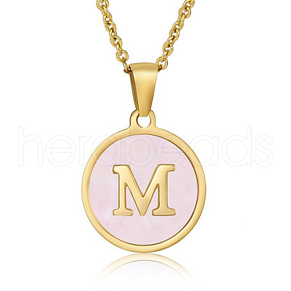 Natural Shell Initial Letter Pendant Necklace LE4192-3-1