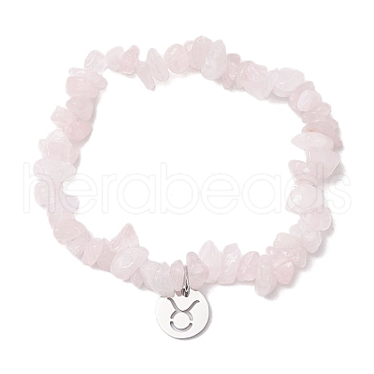 Natural Rose Quartz Stretch Bracelets BJEW-JB11147-02-1