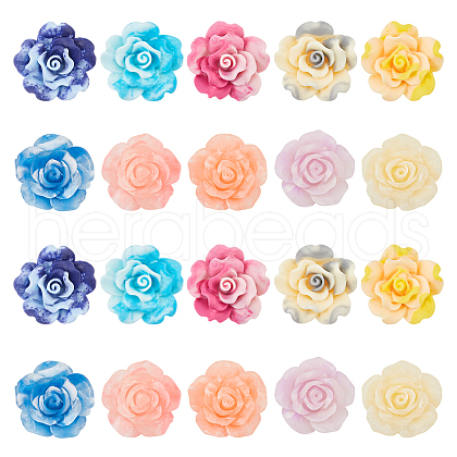 SUNNYCLUE 60Pcs 10 Styles Smudged Color Opaque Resin Cabochons FIND-SC0011-49-1