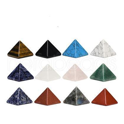 Natural & Synthetic Mixed Gemstone Orgonite Pyramid Display Decorations G-C186-07-1