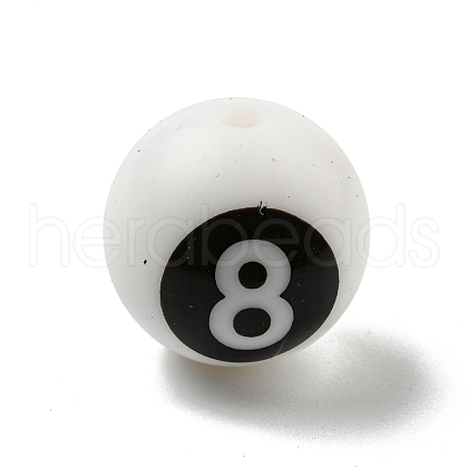 Round with Black Number 8 Silicone Focal Beads SIL-R013-01I-1