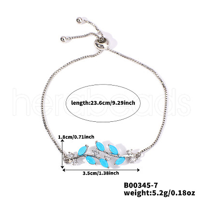 Brass Micro Pave Cubic Zirconia Box Chain Slider Bracelets DJ2694-1-1