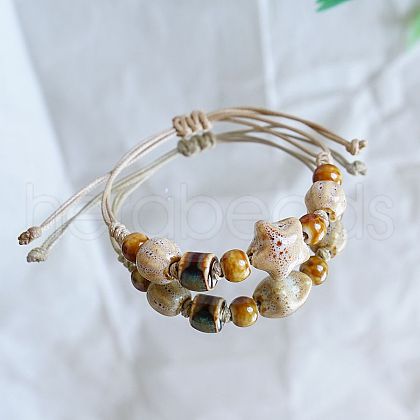 Star Ceramic Beads Braided Bead Bracelets FS-WGBFE2E-01-1