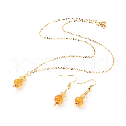 Natural Quartz Crystal Pendant Necklace & Dangle Earrings Jewelry Sets X-SJEW-JS01060-02-1