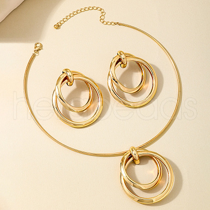 Ring Alloy Pendant Necklaces & Stud Dangle Earrings Sets FS-WG1BB50-01-1