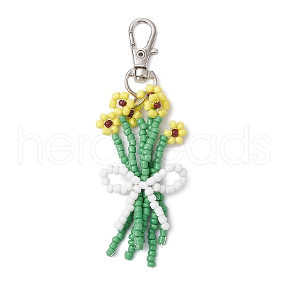 Mother's Day Bouquet Glass Seed Beaded Pendant Decoration HJEW-JM02561-01-1