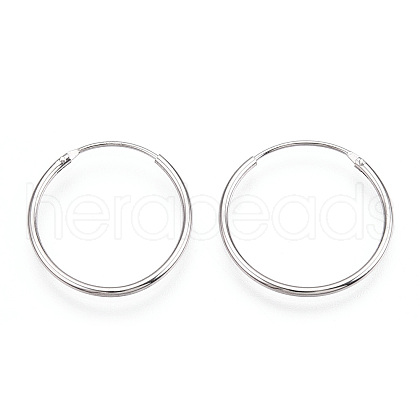 Anti-Tarnish Rhodium Plated 925 Sterling Silver Earring Hoop X-STER-T007-113P-1
