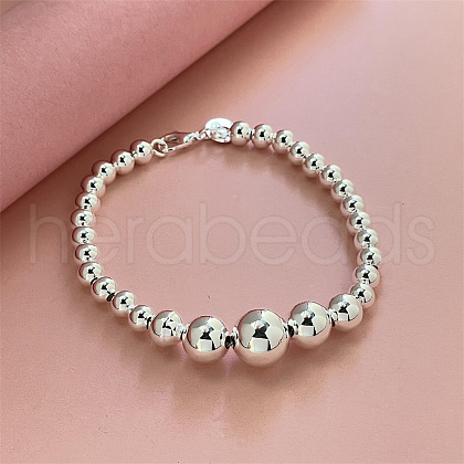 Brass Round Beaded Bracelets for Men Women FS-WGE0563-01-1