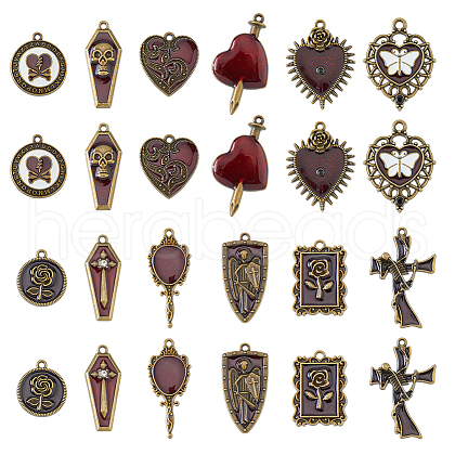 DICOSMETIC 24Pcs 12 Styles Halloween Alloy Pendants FIND-DC0006-02-1