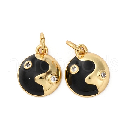 Brass Pave Cubic Zirconia with Enamel Charms KK-Q098-11G-1