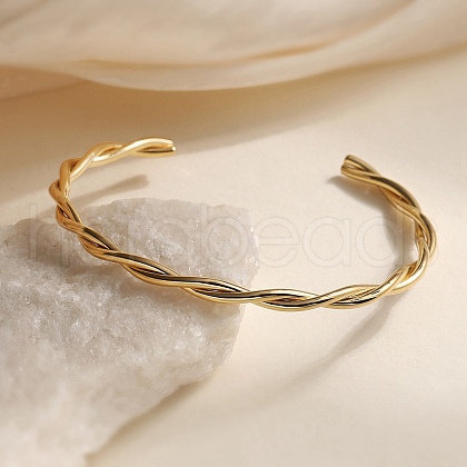 304 Stainless Steel Cuff Bangles BJEW-C102-01G-1