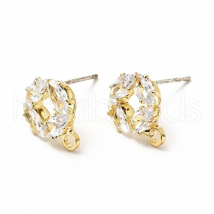 Brass Micro Pave Clear Cubic Zirconia Stud Earring Findings ZIRC-K087-20G-1