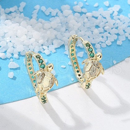 Brass Cubic Zirconia Hoop Earrings EJEW-Q014-05G-1
