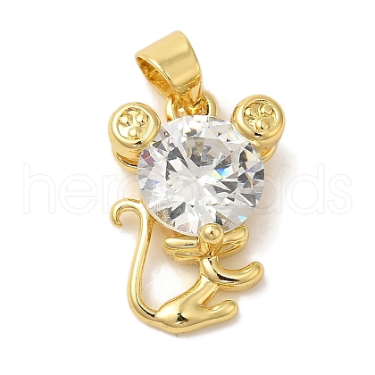 Rack Plating Brass Micro Pave Cubic Zirconia Pendants KK-L220-027G-1