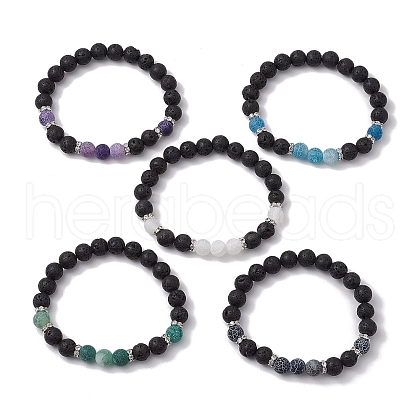 Natural Weathered Agate Stretch Bracelets BJEW-JB11101-1