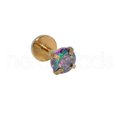 304 Stainless Steel Colorful Synthetic Opal Internally Threaded Labrets For Women Men WGF4990-43-1
