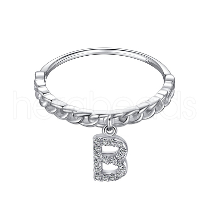 Rhodium Plated 925 Sterling Silver Micro Pave Clear Cubic Zirconia Finger Ring for Women RJEW-F150-16B-02P-1