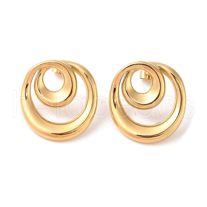 Ion Plating(IP) 304 Stainless Steel Stud Earrings for Women EJEW-S227-28G-1