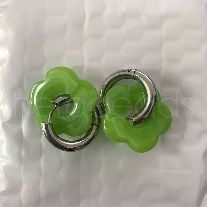 Flower Stainless Steel Acrylic Hoop Earrings FS-WGEB331-28-1